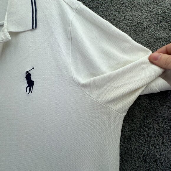 Polo Ralph Lauren Polo Shirt XL White Embroidered Short Sleeve Big Pony Pro Fit - Picture 12 of 15
